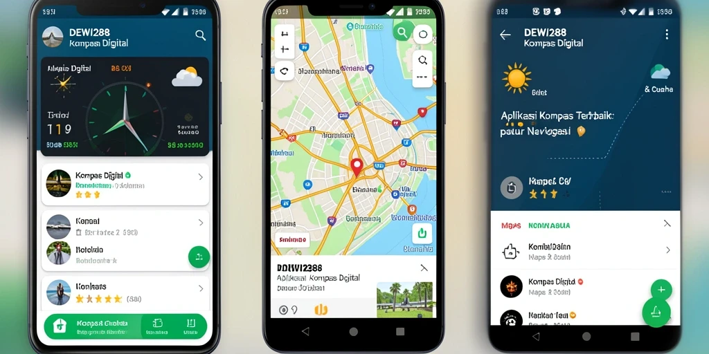 Antarmuka kompas digital DEWI288 yang interaktif dan informatif.