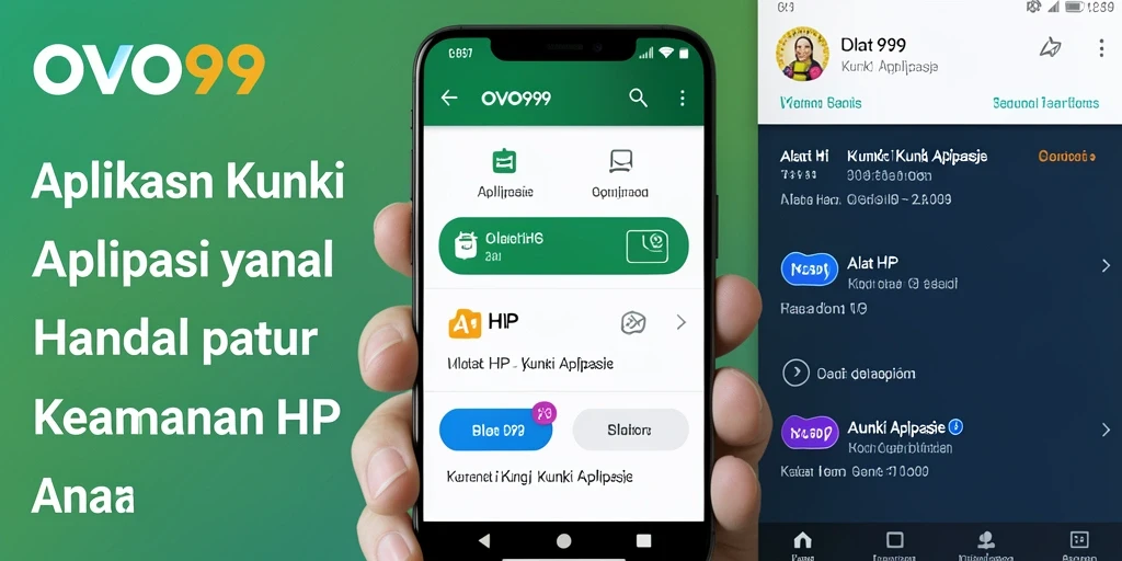 Antarmuka OVO99 menampilkan fitur Kunci Aplikasi yang modern dan intuitif.