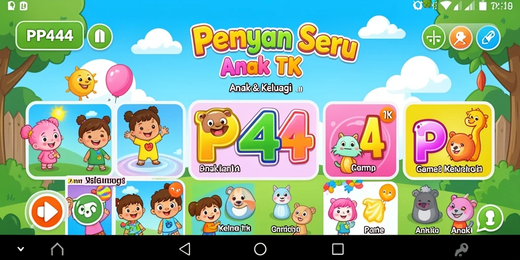 Tampilan antarmuka PP444 yang menarik dan ramah anak.