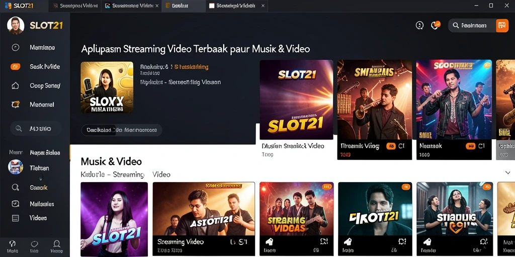 Tampilan antarmuka aplikasi SLOT21 yang menarik dan user-friendly.